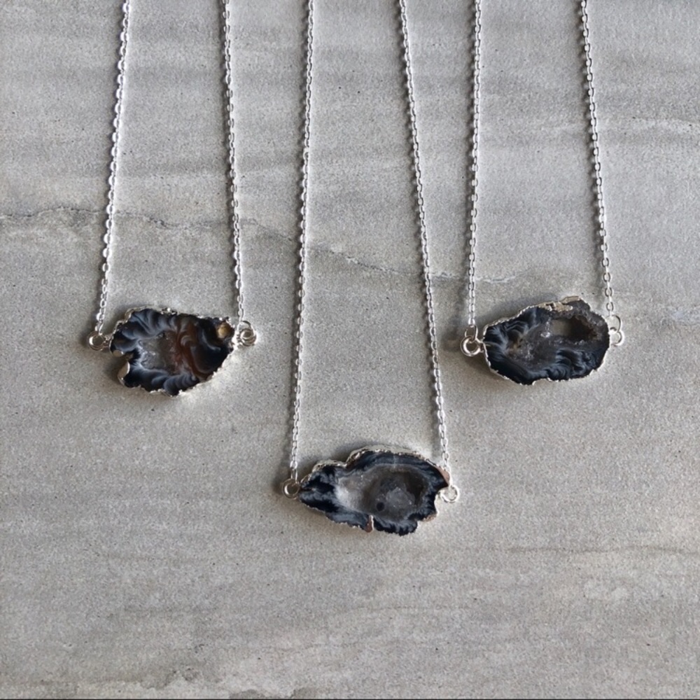 ❗️LAST❗️Silver Druzy Geode Crystal Necklace - Picture 3 of 8